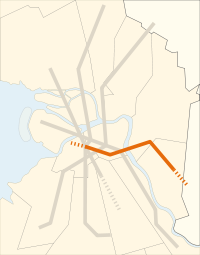 Plan de la ligne Pravoberejnaïa à Saint-Pétersbourg.