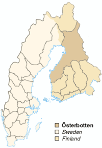 Position de l'Ostrobotnie dans le Royaume de Suède au début du XVIIe siècle.