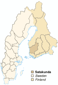 Position du Satakunta dans le Royaume de Suède au XVIIe siècle.