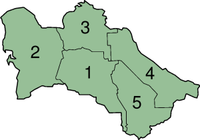 Les cinq provinces du Turkménistan