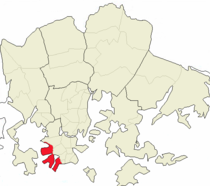 Carte de localisation de Länsisatama dans la municipalité d'Helsinki.