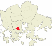 Carte de localisation de Vallila dans la municipalité d'Helsinki.