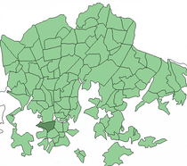 Carte de localisation de Etu-Töölö dans la municipalité d'Helsinki.