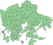 Carte de localisation de Lehtisaari dans la municipalité d'Helsinki.