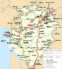 Carte des lignes SNCF du Poitou-Charentes