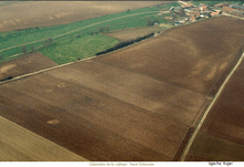 Photographie aérienne de la Sole des Galets à Cizancourt. Substructions gallo-romaines