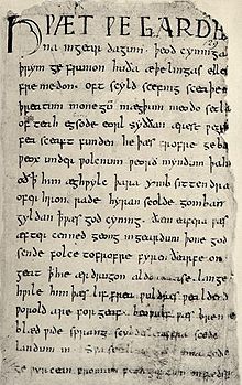 Première page du manuscrit de Beowulf
