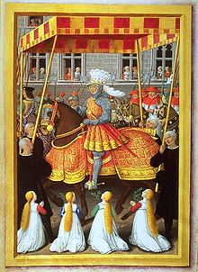 Le voyage de Gênes de Jean Marot, miniature de Jean Bourdichon, 1508