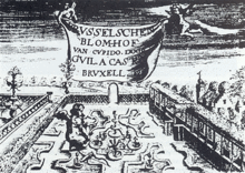 Gravure du frontispice du Brusselschen Blom-hof van Cupido (1641) de Guilielmus van-der Borcht
