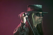 Carl McCoy, lead singer of Fields of the Nephilim. Photograph taken at Agra Hall, Leipzig, Germany at WGT 2008.