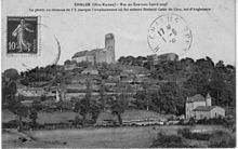 Carte postale du début du XXe siècle représentant le rocher de Maulmont comme lieu où serait enterré Richard Coeur de Lion