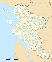 Carte de la commune d'Agudelle au sein de la Charente-Maritime