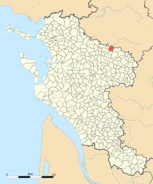 Carte de la commune de Dampierre-sur-Boutonne au sein de la Charente-Maritime