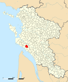Carte de la commune de Médis au sein de la Charente-Maritime