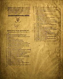 Codex Alexandrinus list of kephalaia.JPG