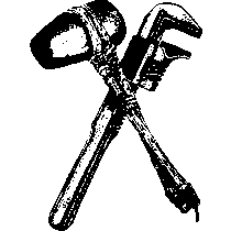 Symbole d'Earth First!: une clé anglaise et un marteau de pierre