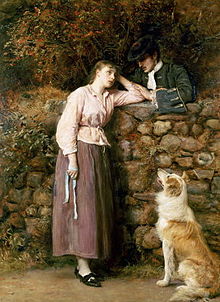 une femme, un chien, et, derrière un mur, un homme
