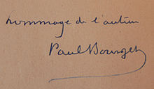Envoi (signature) de Paul Bourget