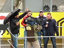Photo de Vitaly Petrov, Jérôme d'Ambrosio et Pastor Maldonado sur le circuit de Budapest.