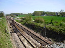 Bifurcation entre la ligne Paris-Est - Mulhouse-Ville, à gauche, et la ligne Flamboin-Gouaix - Montereau, à droite.