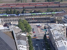 Gare de Laon vue de la vieille ville.