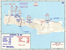 Schéma des attaques allemandes sur la Crète pendant la Deuxième Guerre mondiale.