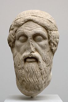 Portrait d'Homère du « type d'Épiménide », d'après une copie romaine d'un original grec du Ve siècle av. J.-C. conservé à la Glyptothèque de Munich (Inv. 273)