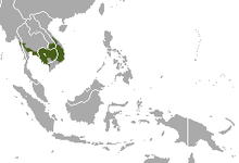  Carte de l'Asie du Sud Est avec une tache verte centrée sur le Cambodge