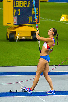 Yelena Isinbayeva se préparant à sa prise d’élan Championnats du monde d'athlétisme 2009.