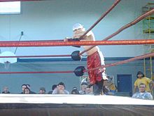 Jack Evans on the ring apron.jpg