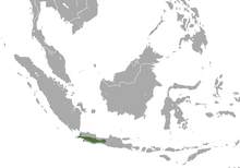 Carte d'Indonésie montrant une zone verte sur l'ile de Java