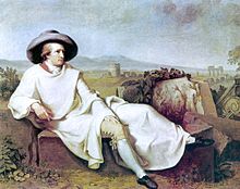  Peinture de Johann Heinrich Wilhelm Tischbein représentant Goethe dans la campagne romaine en 1787