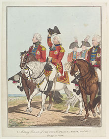 Personnages altiers, salut appuyé de George IV, duc légèrement en retrait