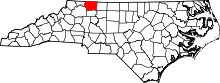 Map of North Carolina highlighting Surry County.svg
