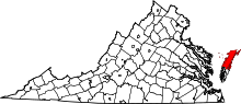 Map of Virginia highlighting Accomack County.svg