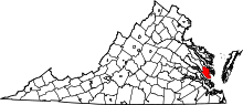 Map of Virginia highlighting Gloucester County.svg