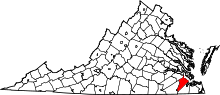 Map of Virginia highlighting Isle of Wight County.svg