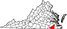 Map of Virginia highlighting Southampton County.svg
