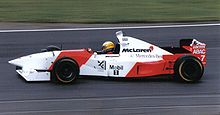 Photo de Mark Blundell au volant de sa McLaren-Mercedes lors du Grand Prix de Grande-Bretagne.