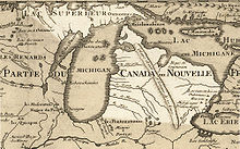 Carte du Michigan en Nouvelle-France par Guillaume Delisle en 1718.