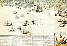 Map of russian navy attack on Mytilene 2-4 november 1771 year.