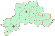 Carte des raïons de la voblast de Moguilev.