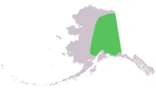 Carte d'Alaska avec une zone verte sur la mointié est