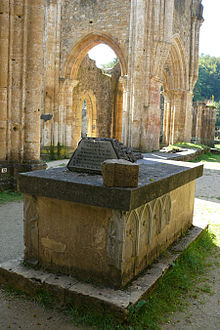 Ruines de l’abbaye d'Orval.  Sépulture de Venceslas Ier de Luxembourg, également duc de Brabant, déploré par Jan Knibbe dans un poème funèbre et héraldique