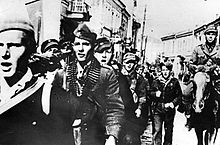 Photographie de Partisans lors de la libération de Bitola