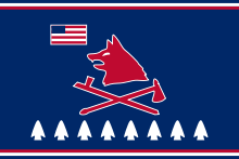 Drapeau de la Nation Pawnee ; les huit flèches indiquent les guerres de cette tribu aux côtés puis au sein des États-Unis.