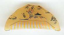 Peigne chinois en corne peinte