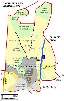 Plan simplifié de l’occupation des surfaces de la commune de Survilliers (95).