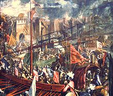 illustration de la prise de Constantinople en 1204 par les Croisés