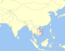  Carte d'Asie avec une tache rouge sur le Viet Nam